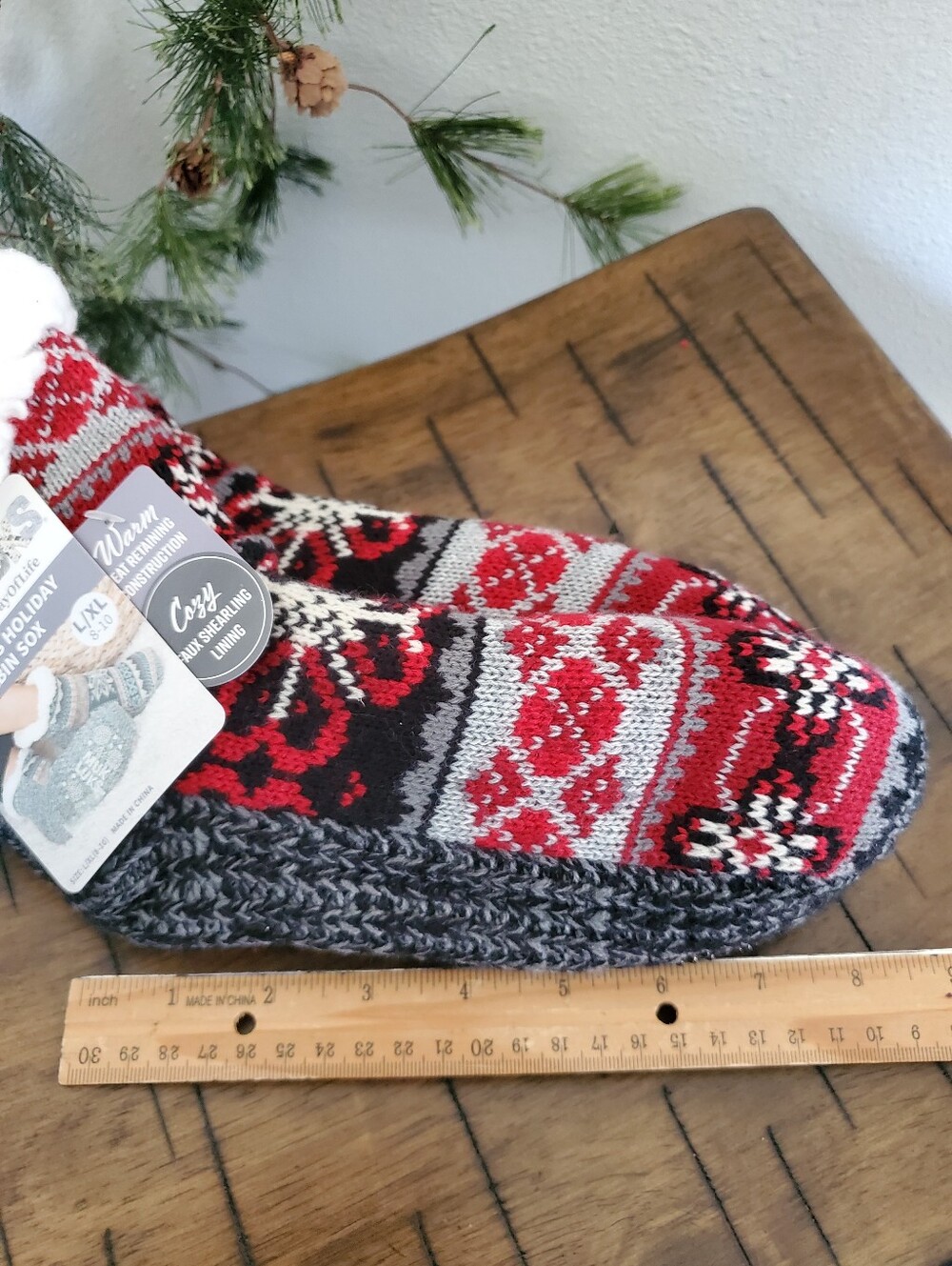 MUK LUKS Holiday Cabin Slipper Socks Faux Shearling Lined Nordic - Picture 3 of 7